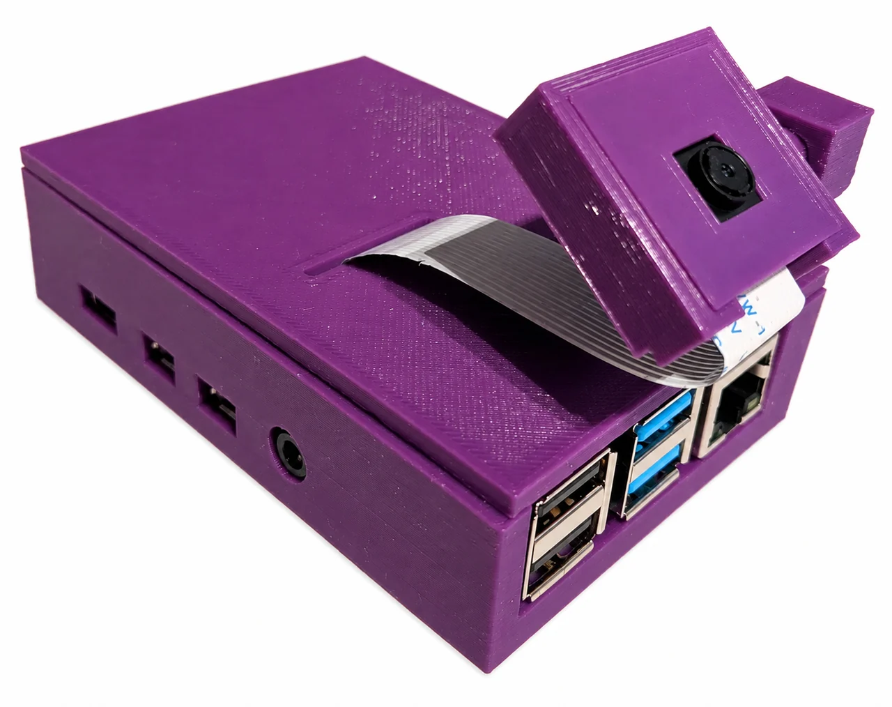Модуль HARDLINE LINK у фіолетовому корпусі з камерою, шлейфом та роз’ємами USB і Ethernet