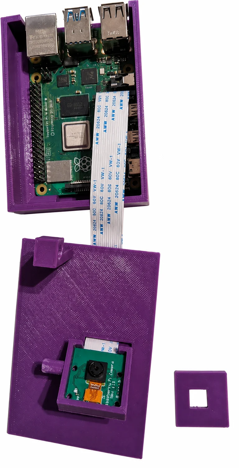 Відкритий корпус HARDLINE LINK: плата Raspberry Pi 4, камера на шлейфі, кришка та рамка камери